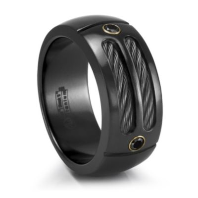 MIDNITE SPORT Black Titanium Ring with Black Diamond