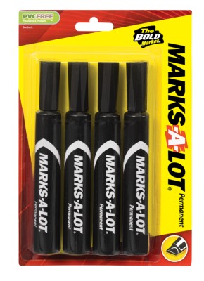 Marks-A-Lot Permanent Markers Regular 4pack Black 7903