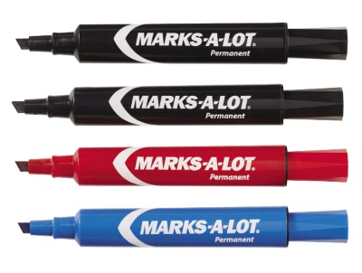 Marks-A-Lot Permanent Markers Regular Desk Style 4 pack Assorted 7905