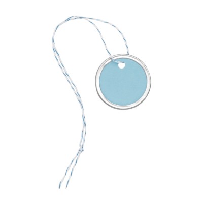 MSHO Metal Rim Tags, Blue, Blue String, Small, 1-1/4" diameter, 20/pk 11858