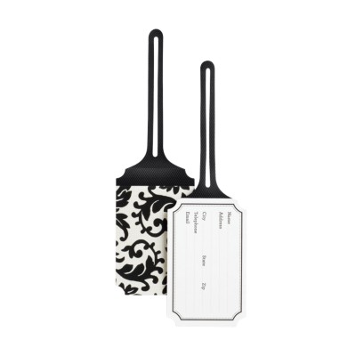 MSHO ElastiNoteÂ® Tags, Large Classic, 6 1/4" x 1 7/8"", Black, Damask, 4 Pack 11883
