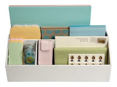 MSHO Shagreen Desktop Organizer, White 13224