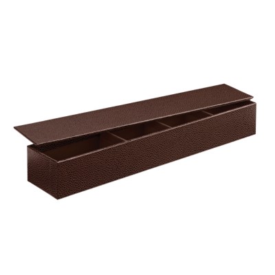 MSHO Desktop Box with 4 Compartments, Brown, 12-1/2" W x 2-1/2" D x 1-7/8" H 13254