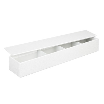 MSHO Shagreen Desktop Box with 4 Compartments, White, 12-1/2" W x 2-1/2" D x 1-7/8" H 13256