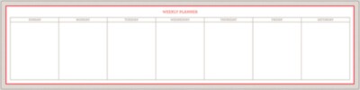 MSHO Dry Erase Decal, Weekly Planner, Red & Grey, Removable, 5-7/8"x23-7/8", 1 Pack 21583