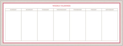 MSHO Dry Erase Decal, Weekly Planner, Red & Grey, Removable, 5-7/8"x15-7/8", 1 Pack 21584