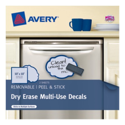 Avery Dry Erase Decals, 10"x10", Square/Oval, Blue Wrought Iron, 2 pack 22214