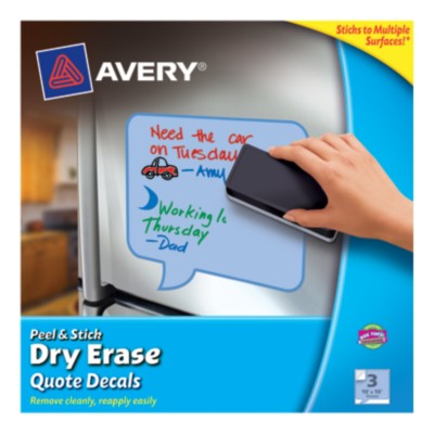 AveryÂ® Dry Erase Decals, Removable, Blue Quotes, 10" x 10", 1 per sheet, 3 pack 24308