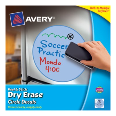 AveryÂ® Dry Erase Decals, Removable, Blue Circles, 10" x 10", 1 per sheet, 3 pack 24310