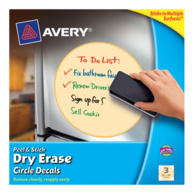 AveryÂ® Dry Erase Decals, Removable, Yellow Circles, 10" x 10", 1 per sheet, 3 pack 24311