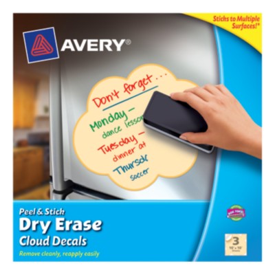 AveryÂ® Dry Erase Decals, Removable, Yellow Cloud, 10" x 10", 1 per sheet, 3 pack 24313
