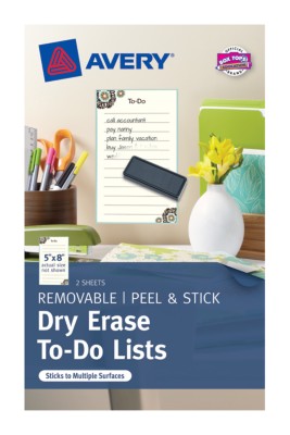 Dry Erase To-Do List, 5"x8", Pre-printed Eclectic, 2 Sheets, Blue/Brown 24381