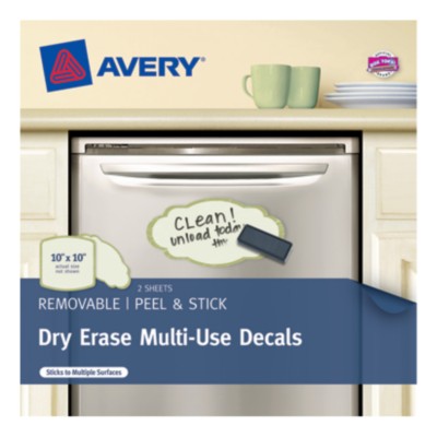 Dry Erase Decal Round Square/Oval, 10"x10", Pre-printed Cottage, 2 Sheets, Green/Brown 24399
