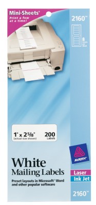 White Mini-Sheet Mailing Labels 2160