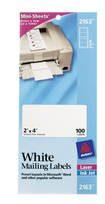 White Mini-Sheet Mailing Labels 2163