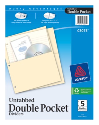 Untabbed Double Pocket Dividers 3075