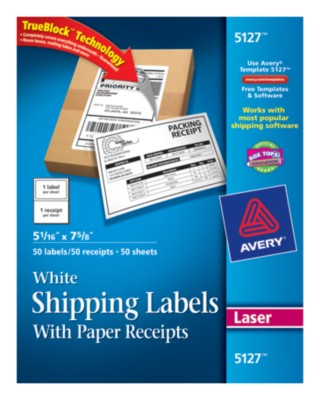 White Shipping Labels with Receipt 5127