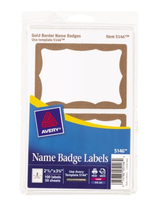 Avery Printable Adhesive Name Badges With Gold Border