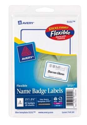 Self Adhesive Flexible Name Badge Labels Print Write 5151