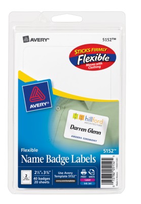 Self Adhesive Flexible Name Badge Labels Print Write 5152