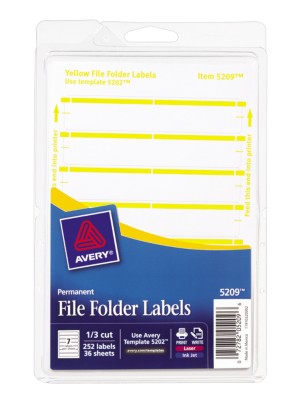 Print or Write File Folder Labels 5209