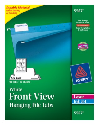 Hanging File Tabs 1/5 Cut 5567