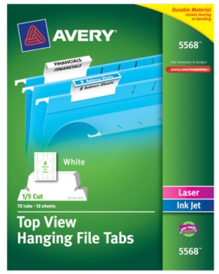 Top View Hanging File Tabs 1/5 Cut 5568