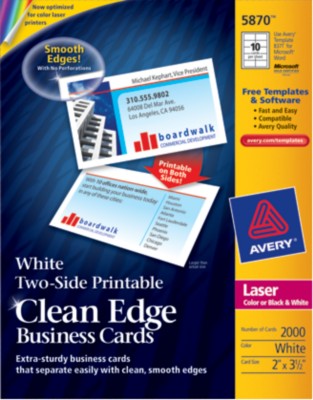 Two-Side Printable Color/Mono Laser Clean Edge Business Cards 5870