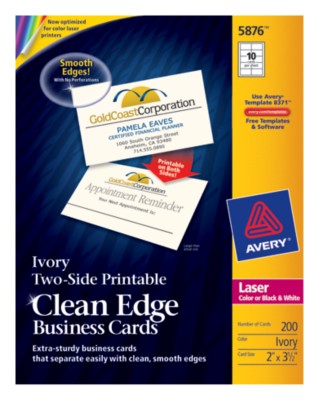Two-Side Printable Color/Mono Laser Clean Edge Business Cards 5876