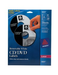 Avery® Matte White Removable CD Labels for Laser Printers 5931, 50 ...