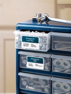 Mark property, containers and shelf space with labels such as Avery Durable ID Labels that stand up to frequent use and resist moisture, scuffing, tearing and smudging.