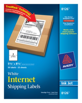 White Internet Shipping Labels 8126