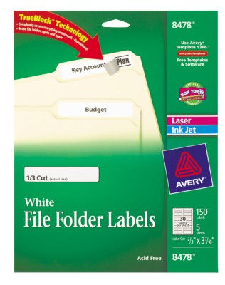 Avery Laser/Ink Jet Filing Labels (30 Labels per Sheet), 5 sheets per pack 8478