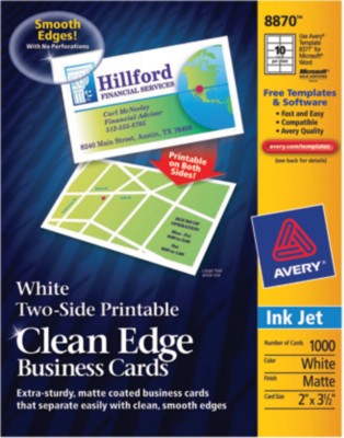 Two-Side Printable Ink Jet Clean Edge Business Cards 8870