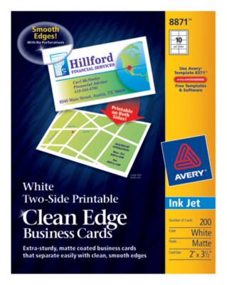 Two-Side Printable Ink Jet Clean Edge Business Cards 8871