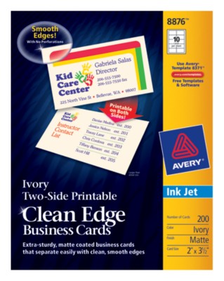 Two-Side Printable Ink Jet Clean Edge Business Cards 8876