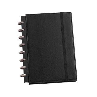 MSHO Discbound Textured Customizable Notebook, 6.5"x9", 60 sheets, Black 10051