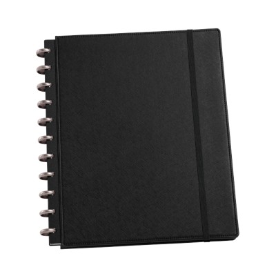 MSHO Discbound Textured Customizable Notebook, 9.5"x11.5", 60 sheets, Black 10053