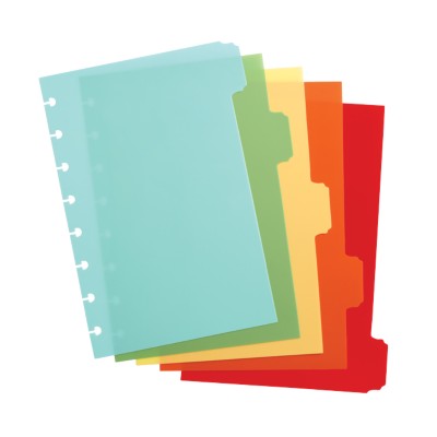 MSHO Discbound 5-Tab Write-On Plastic Dividers, Classic, 6"x8-1/2", Assorted, 10054