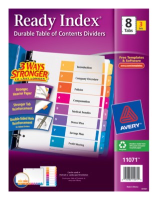 Ready Index(R) Table of Contents Dividers for Laser & Ink Jet Printers 11071