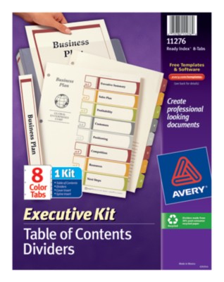 Executive Ready Index Table of Contents Dividers 11276