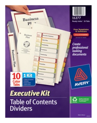 Executive Ready Index Table of Contents Dividers 11277