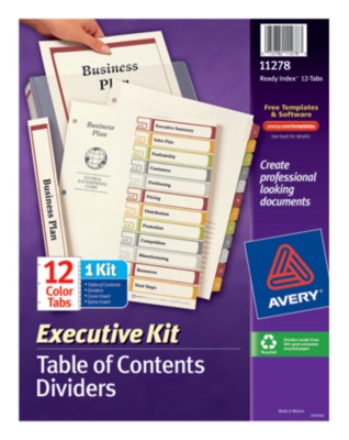 Executive Ready Index Table of Contents Dividers 11278
