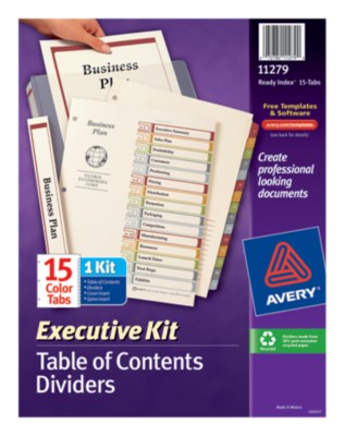 Executive Ready Index Table of Contents Dividers 11279