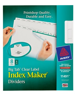 Big Tab Index Maker Divider, 8 Tabs, 1 Set 11491