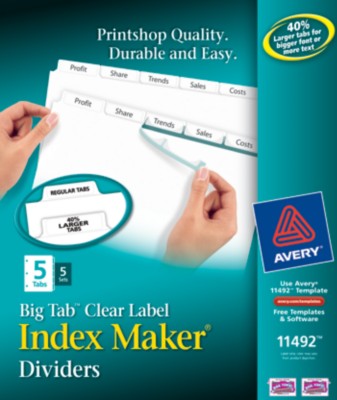 Big Tab Index Maker 5 Tab White 5 Set 11492