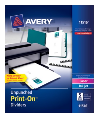 Print-On Dividers, White, 5-Tab, 5-Set, Unpunched 11516