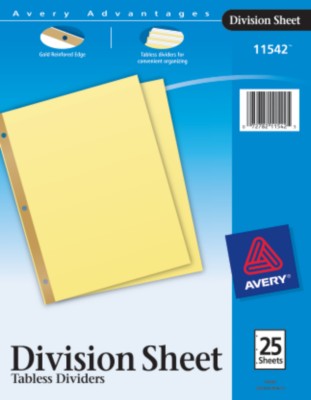 Division Sheet Dividers 11542