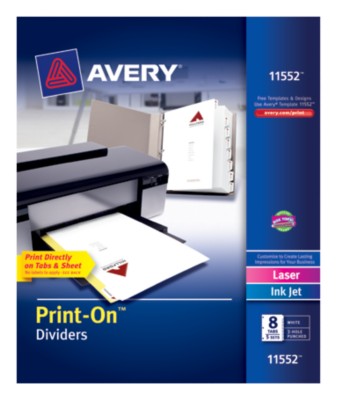 Print-On Dividers, White 8-Tab, 5-Sets 11552