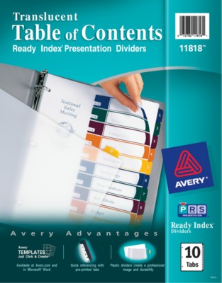 Ready Index Translucent Table of Contents Dividers 11818
